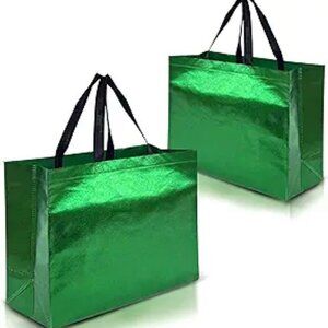 Green Gift Bags XL Size – Set of 12 Reusable Extra Large Green Gift Bags